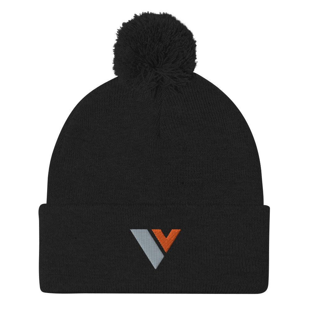 Victory V Logo Embroidered Pom-Pom Beanie